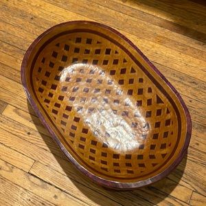 Large primitive oval wood dough bowl